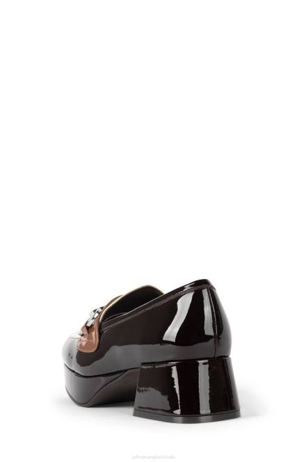 Jeffrey Campbell leerling-2 NDHB1266 platform pomp bruin geel tan pat combo vrouwen