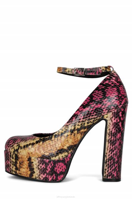 Jeffrey Campbell oké NDHB1299 platform pomp fuchsia oranje slangencombinatie vrouwen