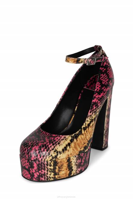 Jeffrey Campbell oké NDHB1299 platform pomp fuchsia oranje slangencombinatie vrouwen