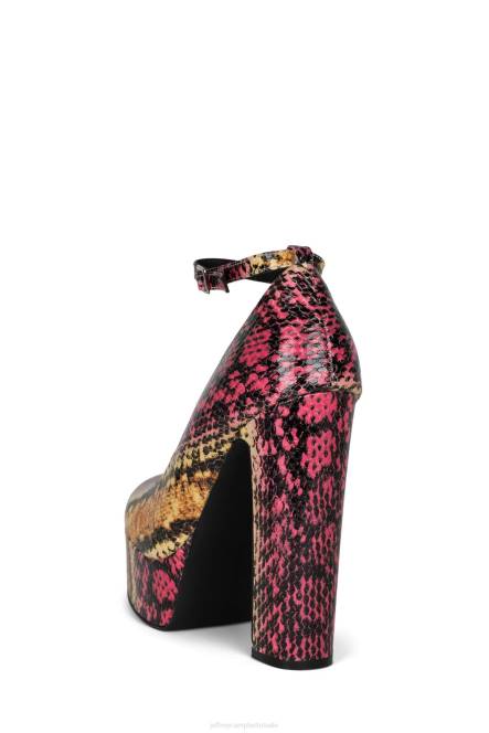 Jeffrey Campbell oké NDHB1299 platform pomp fuchsia oranje slangencombinatie vrouwen