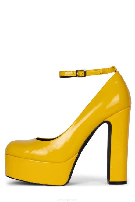 Jeffrey Campbell oké NDHB1300 platform pomp geel patent vrouwen