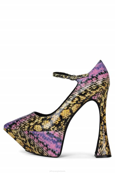 Jeffrey Campbell siouxsie-m NDHB1289 platform pomp paars gele slang vrouwen