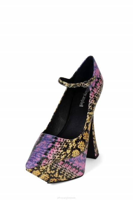 Jeffrey Campbell siouxsie-m NDHB1289 platform pomp paars gele slang vrouwen