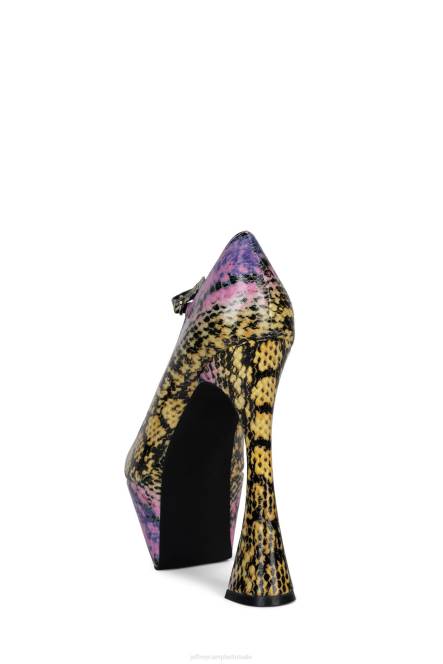 Jeffrey Campbell siouxsie-m NDHB1289 platform pomp paars gele slang vrouwen