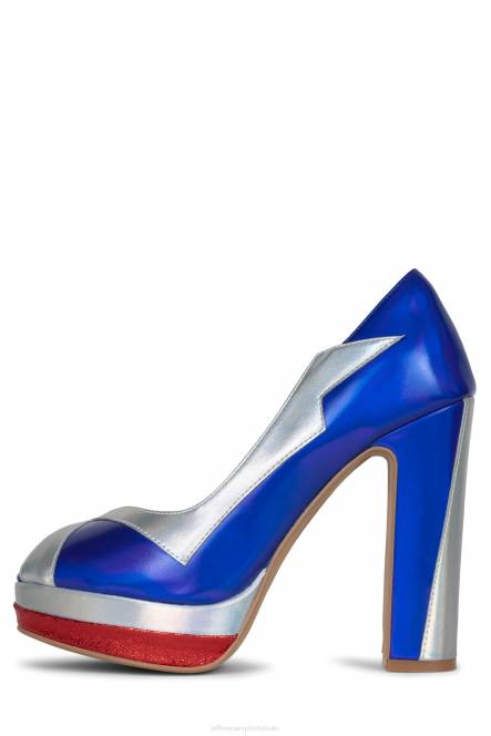 Jeffrey Campbell slechte gurl NDHB1303 platform pomp rood blauw combi vrouwen