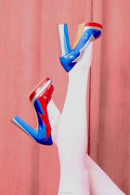 Jeffrey Campbell slechte gurl NDHB1303 platform pomp rood blauw combi vrouwen