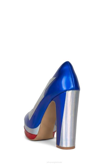 Jeffrey Campbell slechte gurl NDHB1303 platform pomp rood blauw combi vrouwen
