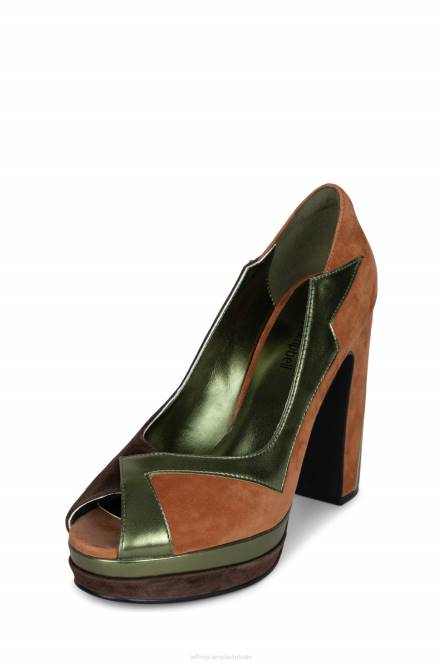 Jeffrey Campbell slechte gurl NDHB1304 platform pomp bruine suède groene combo vrouwen