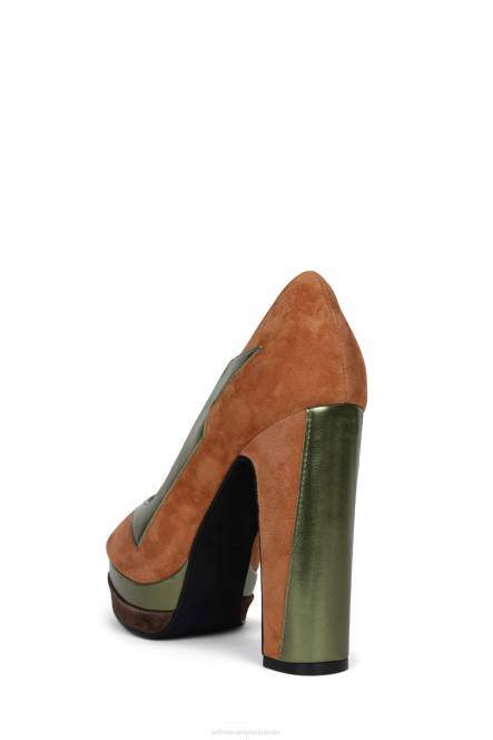 Jeffrey Campbell slechte gurl NDHB1304 platform pomp bruine suède groene combo vrouwen