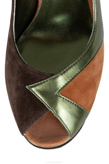 Jeffrey Campbell slechte gurl NDHB1304 platform pomp bruine suède groene combo vrouwen