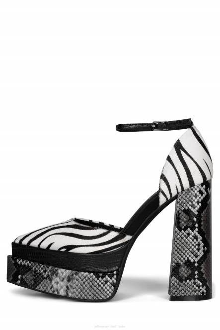 Jeffrey Campbell spelonu-f NDHB1287 platform pomp zwart wit zebra multi vrouwen