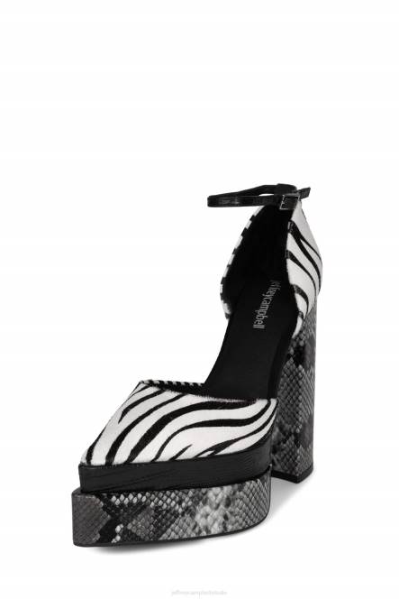Jeffrey Campbell spelonu-f NDHB1287 platform pomp zwart wit zebra multi vrouwen