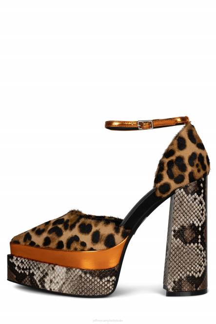 Jeffrey Campbell spelonu-f NDHB1288 platform pomp oranje dierenprint combo vrouwen