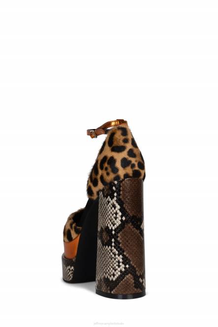 Jeffrey Campbell spelonu-f NDHB1288 platform pomp oranje dierenprint combo vrouwen
