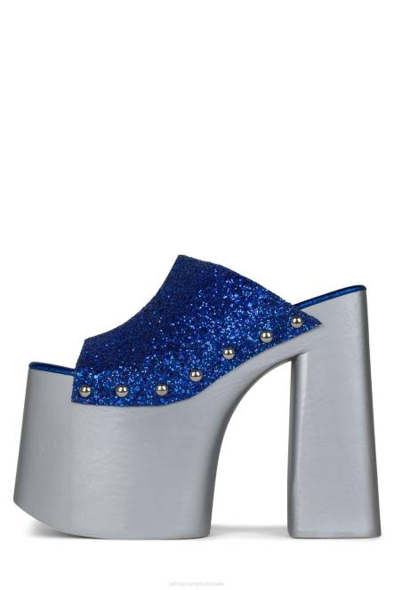 Jeffrey Campbell 2-hoog NDHB1095 platform sandaal blauw glitter zilver vrouwen