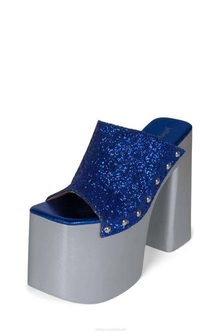 Jeffrey Campbell 2-hoog NDHB1095 platform sandaal blauw glitter zilver vrouwen