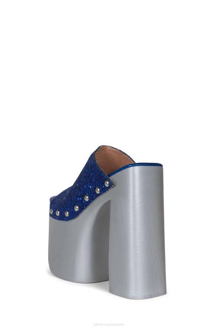 Jeffrey Campbell 2-hoog NDHB1095 platform sandaal blauw glitter zilver vrouwen