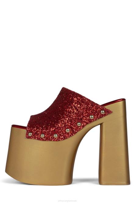 Jeffrey Campbell 2-hoog NDHB1096 platform sandaal rood glitter goud vrouwen