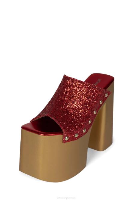 Jeffrey Campbell 2-hoog NDHB1096 platform sandaal rood glitter goud vrouwen