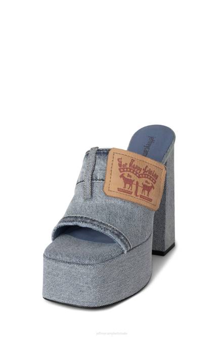 Jeffrey Campbell achterzak NDHB935 platform sandaal lichtblauwe denim tan vrouwen