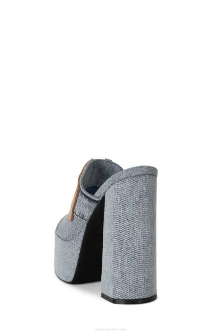 Jeffrey Campbell achterzak NDHB935 platform sandaal lichtblauwe denim tan vrouwen