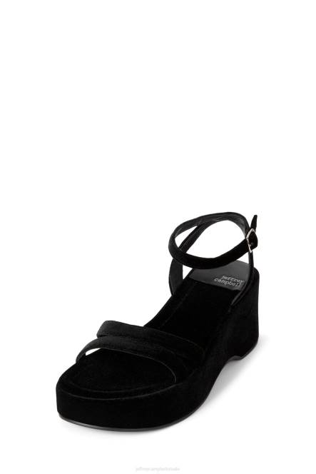 Jeffrey Campbell activeren NDHB931 platform sandaal zwart geplet fluweel vrouwen