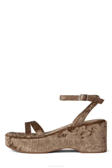 Jeffrey Campbell activeren NDHB932 platform sandaal stoffig bruin geplet fluweel vrouwen