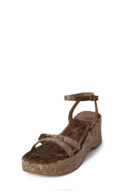 Jeffrey Campbell activeren NDHB932 platform sandaal stoffig bruin geplet fluweel vrouwen