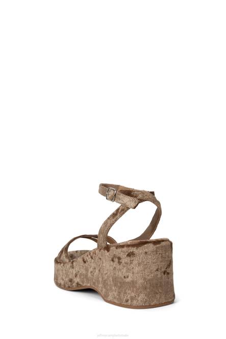 Jeffrey Campbell activeren NDHB932 platform sandaal stoffig bruin geplet fluweel vrouwen