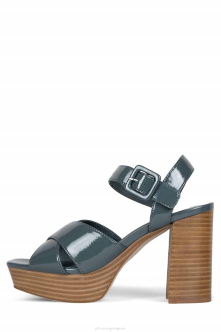 Jeffrey Campbell amma-st NDHB1093 platform sandaal stoffig blauw gekreukt patent vrouwen