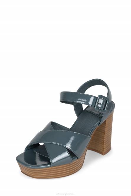 Jeffrey Campbell amma-st NDHB1093 platform sandaal stoffig blauw gekreukt patent vrouwen