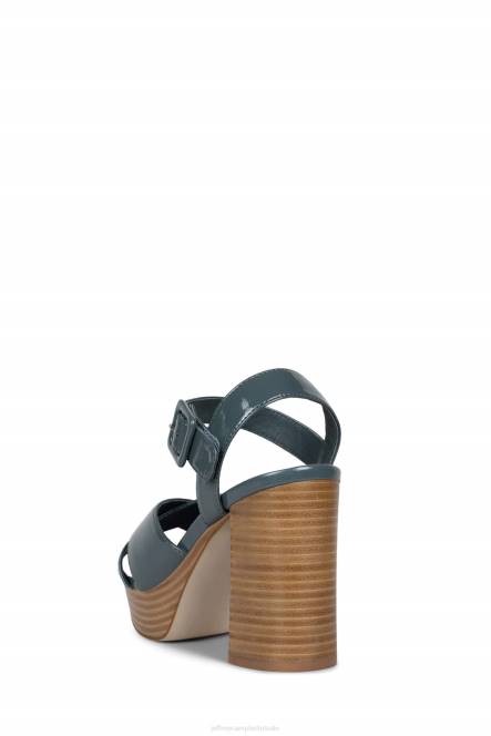 Jeffrey Campbell amma-st NDHB1093 platform sandaal stoffig blauw gekreukt patent vrouwen