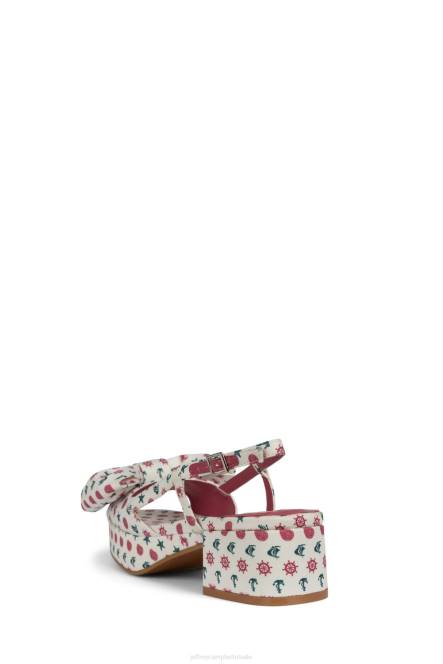Jeffrey Campbell anjer NDHB1088 platform sandaal witte nautische print vrouwen