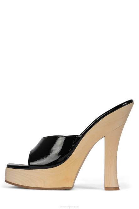 Jeffrey Campbell anna NDHB1132 platform sandaal zwart gekreukt patent vrouwen