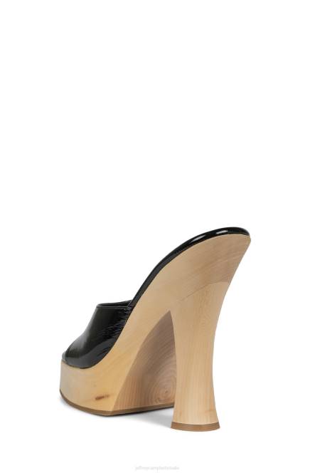 Jeffrey Campbell anna NDHB1132 platform sandaal zwart gekreukt patent vrouwen