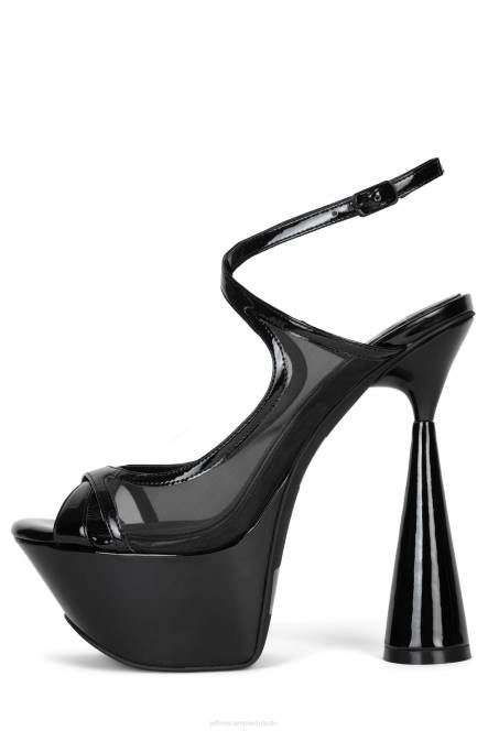 Jeffrey Campbell atmosfeer NDHB1032 platform sandaal zwart lakzwart gaas vrouwen