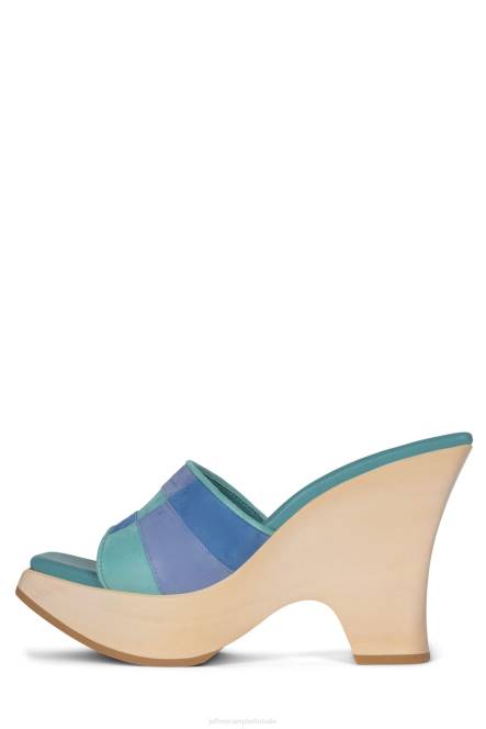 Jeffrey Campbell blokkeren NDHB112 platform sandaal blauw mint suède combo vrouwen
