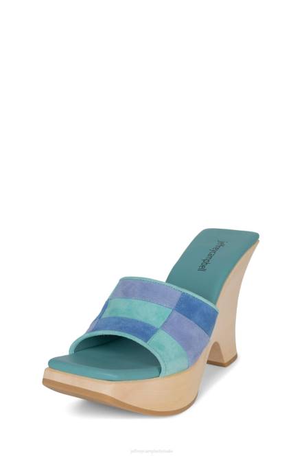 Jeffrey Campbell blokkeren NDHB112 platform sandaal blauw mint suède combo vrouwen