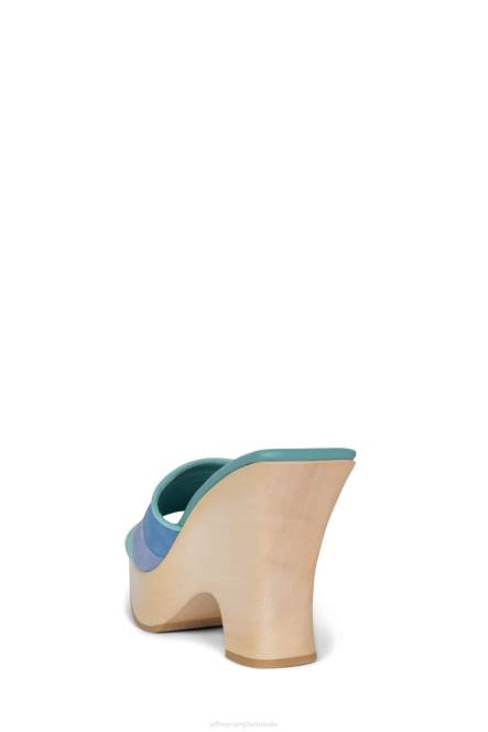 Jeffrey Campbell blokkeren NDHB112 platform sandaal blauw mint suède combo vrouwen