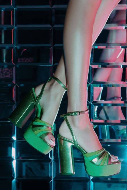 Jeffrey Campbell boogie-down NDHB1041 platform sandaal lichtgroene suède combinatie vrouwen