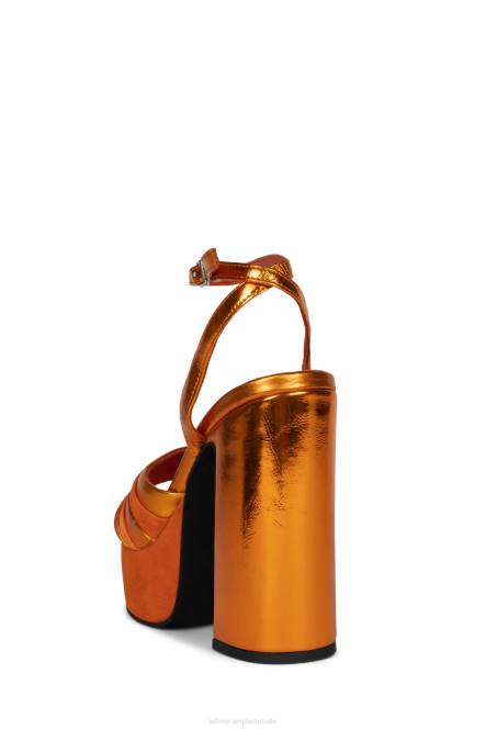 Jeffrey Campbell boogie-down NDHB1042 platform sandaal oranje suède combi vrouwen