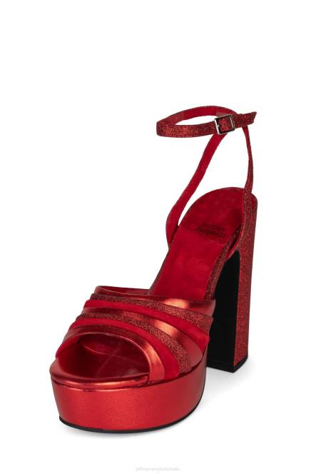 Jeffrey Campbell boogie-down NDHB1044 platform sandaal rode glittercombinatie vrouwen