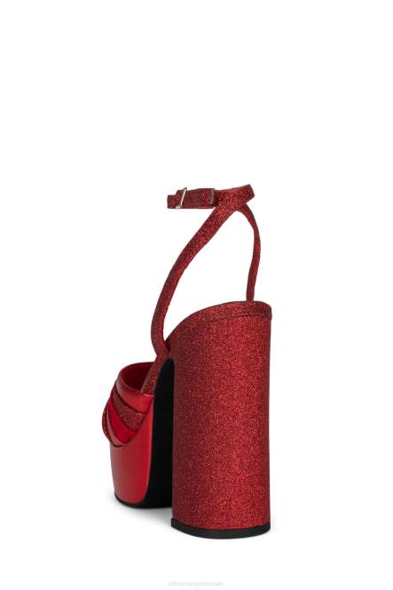 Jeffrey Campbell boogie-down NDHB1044 platform sandaal rode glittercombinatie vrouwen