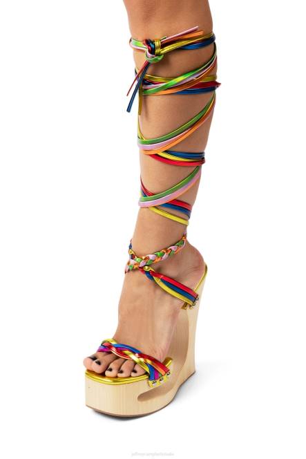 Jeffrey Campbell doolhoven NDHB955 platform sandaal helder goud multi vrouwen
