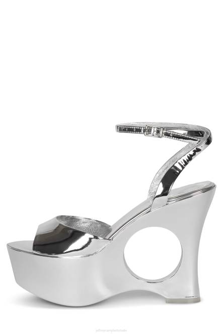Jeffrey Campbell droom verder NDHB969 platform sandaal zilveren patent vrouwen