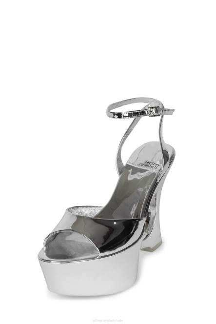 Jeffrey Campbell droom verder NDHB969 platform sandaal zilveren patent vrouwen