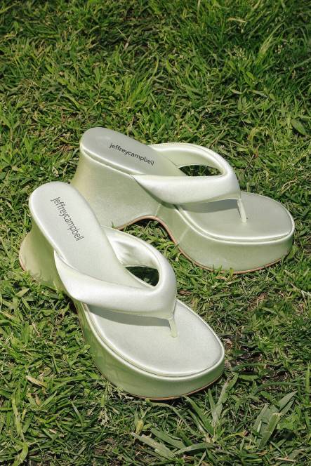 Jeffrey Campbell druppelen NDHB36 platform sandaal salie satijn vrouwen