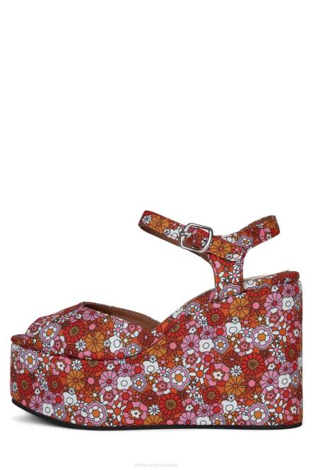 Jeffrey Campbell duizelingwekkend NDHB964 platform sandaal rood roze multi bloemen vrouwen