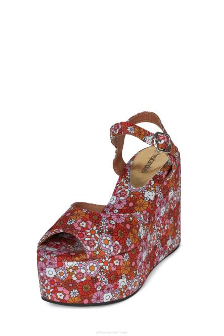 Jeffrey Campbell duizelingwekkend NDHB964 platform sandaal rood roze multi bloemen vrouwen