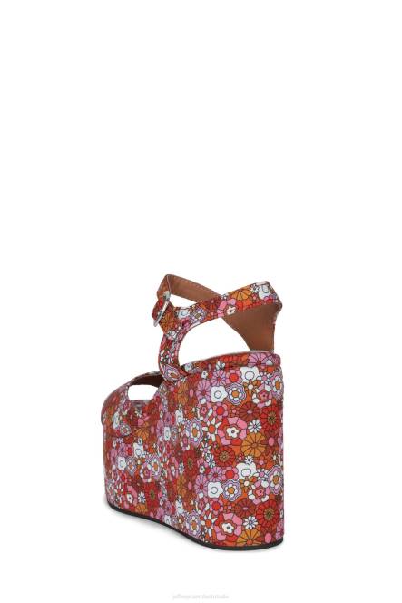 Jeffrey Campbell duizelingwekkend NDHB964 platform sandaal rood roze multi bloemen vrouwen